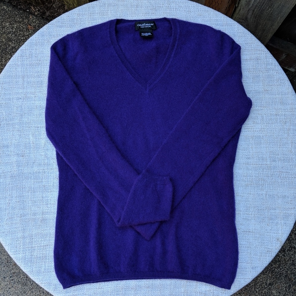 Lord & Taylor Purple V Neck Sweater